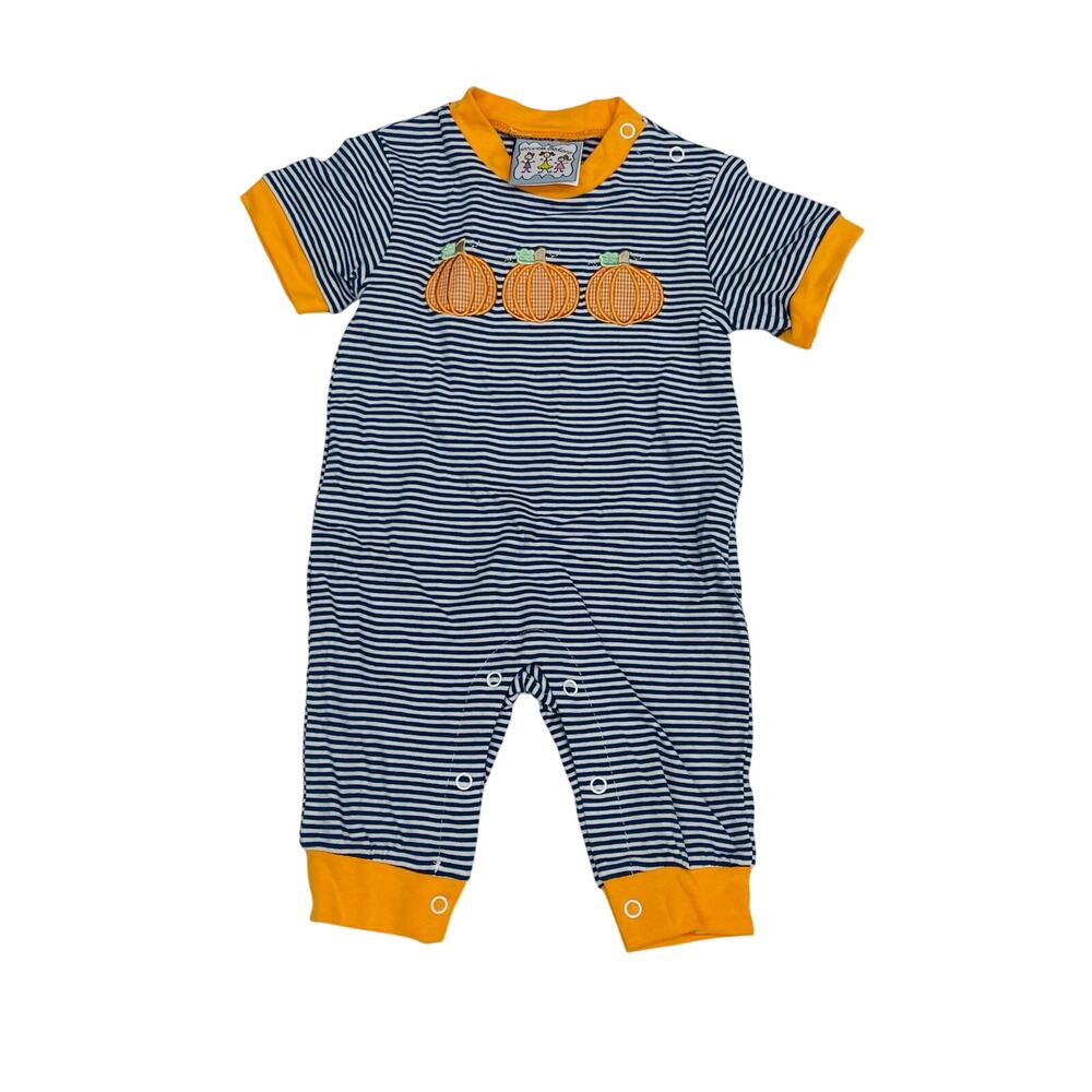 NWT Three Sisters 3M Pumpkin Applique Romper